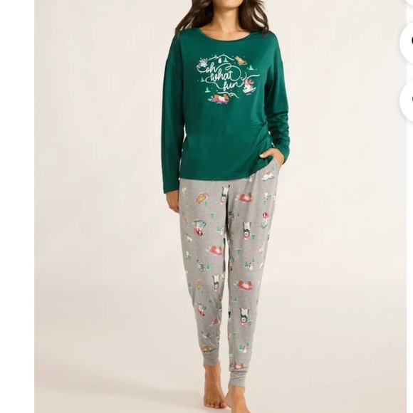 Joyspun Women’s Plus “Oh What Fun” Multi Colored 2 PC Pajama Set Size 3X NWT - Picture 7 of 10